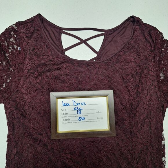 Maurices Lace Dress Purple Womens XXL Layered Slip Mother Bride Groom - Picture 5 of 13